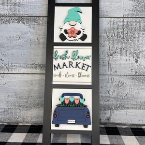 Spring Leaning Ladder Inserts, Spring decorations, Spring tiered tray, Spring Gnome, Spring Truck, Spring Flowers, Bike Decor, Mini Sign bild 2
