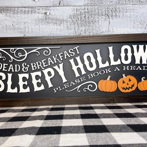 Sleepy Hollow Dead and Breakfast, 3D Halloween Sign, Halloween Decor, Pumpkins, Spooky Decor, Mantel Decor