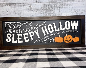 Sleepy Hollow Dead and Breakfast, 3D Halloween Sign, Halloween Decor, Pumpkins, Spooky Decor, Mantel Decor