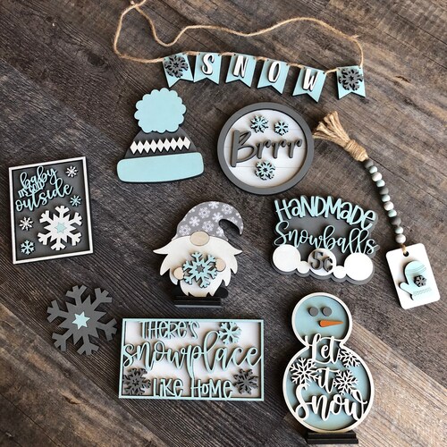 Winter Tiered Tray Decor Bundle Etsy