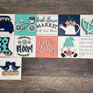 Spring Leaning Ladder Inserts, Spring decorations, Spring tiered tray, Spring Gnome, Spring Truck, Spring Flowers, Bike Decor, Mini Sign bild 3
