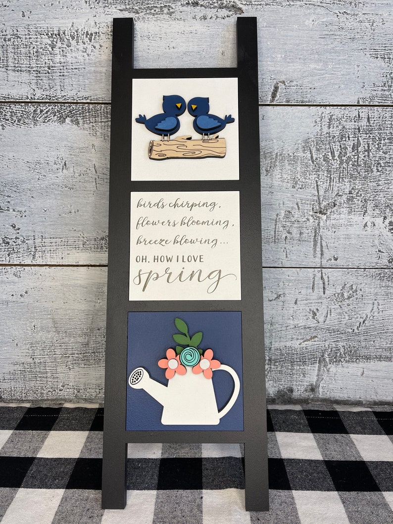Spring Leaning Ladder Inserts, Spring decorations, Spring tiered tray, Spring Gnome, Spring Truck, Spring Flowers, Bike Decor, Mini Sign bild 7