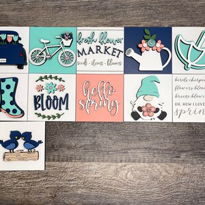 Spring Leaning Ladder Inserts, Spring decorations, Spring tiered tray, Spring Gnome, Spring Truck, Spring Flowers, Bike Decor, Mini Sign bild 6
