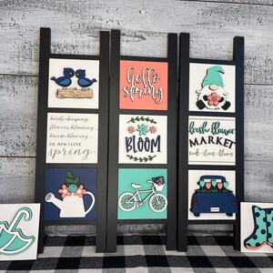 Spring Leaning Ladder Inserts, Spring decorations, Spring tiered tray, Spring Gnome, Spring Truck, Spring Flowers, Bike Decor, Mini Sign bild 5