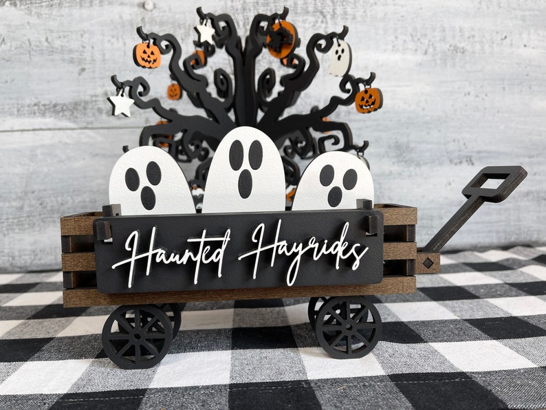 Britimes Halloween Wooden Tiered Tray Signs - Spooky Eyeball Truck Decor With BOO & Trick Or Treat Blocks For Shelf Or Table - View #10