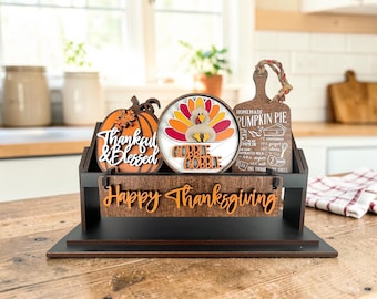 Thanksgiving Interchangeable Sign, Fall decorations, Fall tiered tray, Tiered tray, Fall Decor, Turkey, Gobble Gobble, Raised Shelf, Inserts