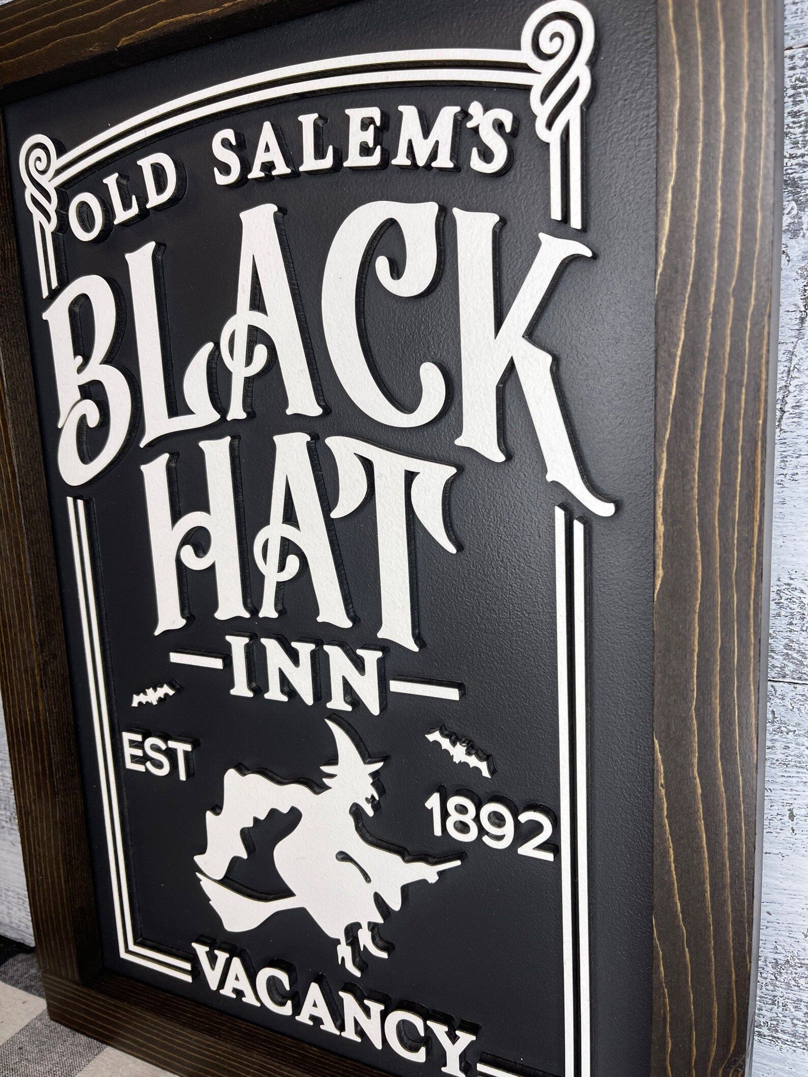 Old Salems Black Hat Inn Sign 3D Sign Farmhouse Halloween Etsy