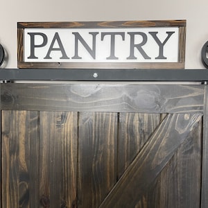 Kitchen Pantry Sign, Rustic Farmhouse Decor, 3D Raised Laser Letter, Simple Lettered Word Sign, Dry Goods Wall Door Accent, Framed Wood Sign