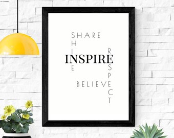 Inspire Printable wall art, home decor, wall art prints, printable quotes, motivation wall art, inspiration quote wall art, digital download