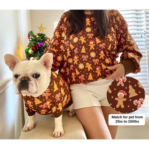 Handmade Pet and Owner Family Christmas Matching Sweater, Tailor-Made Gingerbread Man Sweater Pants for Cat Dog Parent Toddler Kids