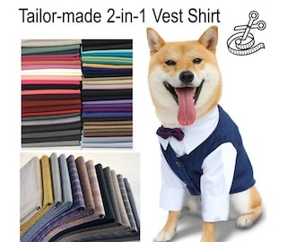 Tailor Made Dog Cat Pet Mafia Theme Suit Vest Plaid Tuxedo Shirt with Bow Tie for Engagement Party Wedding Banquet Gentleman Bridegroom