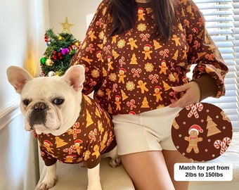 Handgefertigtes Haustier und Besitzer Familie Weihnachten Passende Pullover, Maßgeschneiderte Lebkuchen Mann Pullover Hosen für Katze Hund Eltern Kleinkind Kinder