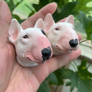 Bull Terrier Realistic 3D Sculpture Portrait, Target Dog Car AC Vent Clip Aromatherapy Magnet Plaster, Hand Painted Memory Gift
