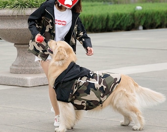 Passende Haustierbesitzer Set, Haustiere Hund Eltern Langarm Camouflage Jacke Hoodie Windjacke Jacken für Mama Papa Hund Katze