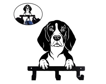 Beagle Basset Hound Silhouette Design Metall Wandhaken für Leine Schlüssel