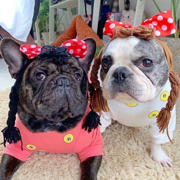 Dog Costume, Bow Tie Braid Annabelle Braided Hair headband for Pet Cat Dog, Blonde Black Hair Braid Wednesday, Halloween Costume