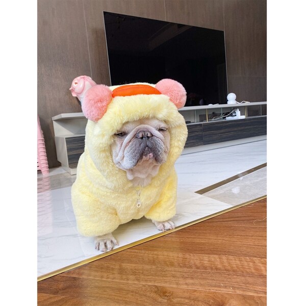 Cane Gatto Pet Tailor Made 3D Yellow Duck Costume Finta Pelliccia Morbida Felpa Maglione Vestiti