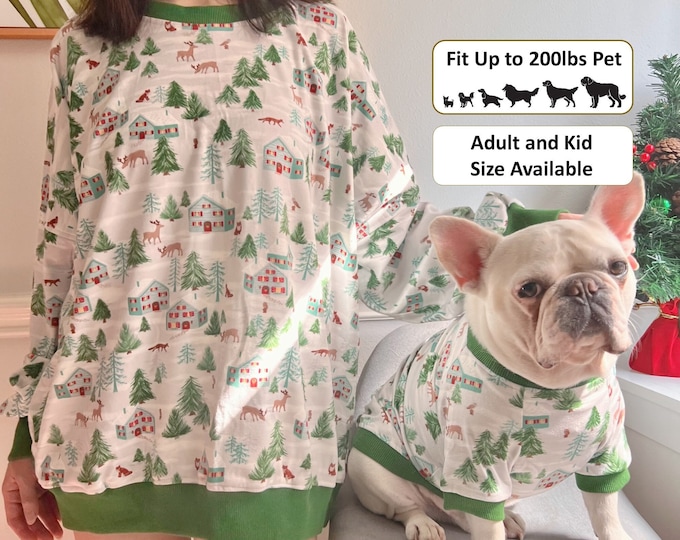 Handmade Pet and Owner Family Matching Sweater, Snow Mountain Vibes, Holidays Tailor-Made Sweat Pants and Sweatshirt for Cat Dog Toddler Kid