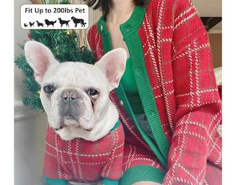 Haustier und Besitzer und Familie Passende Pullover Cardigan Set, Weihnachten Urlaub Rot Grün Strickmantel, Geburtstagsgeschenke für Katze Hund Mama und Papa