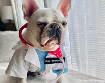 Doctor Pet Dog Cat Costume, Scrub and Lab Coat, Front Line Medical Healthcare Surgeon Coat, Hospital Therapy Dogs Uniform