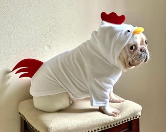 Dog Cat Pet Puppy Rooster Chicken Hen 3D Tail and Comb Hooded Costume Pullover Sweatshirt Hoodie Sweater