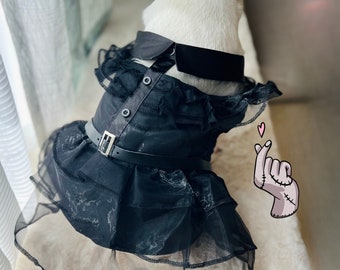 Pet Dog Cat Little Black Dress, Wednesday Dance Prom Dress, Halloween Costume, Gothic Lolita Tutu Tulle Skirt, Wedding Gown