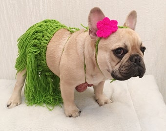 Dog Cat Pet Aloha Hawaii Bikini Beach Summer Vibe Luau Theme Party Hula Skirt Coconut Bra Costume