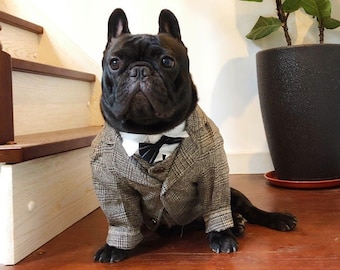 Dog Cat Apparel Hipster Hippie Mafia Theme Formal Suit Vest Jacket Western Suits Coat Tuxedo Set Wedding Banquet Gentleman Bridegroom