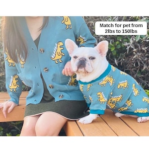 Matching Pet Owner Set Pets Cat Dog Parent Twinning Dinosaurs Cardigan Sweater for Small Medium Big Dog Cat