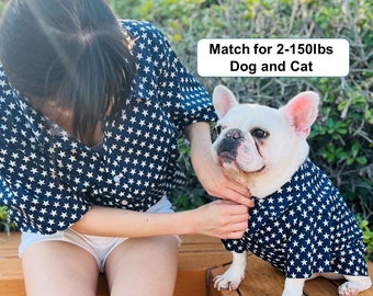Matching Owner & Pet Shirt Set: Blue Star Patriotic Outfit