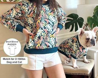 Matching Pet Owner Set for Pets Cat Small Big Dog Parent Monstera Deliciosa Swiss Cheese Plant Garden Vibes Twinning Sweatshirt Sweater