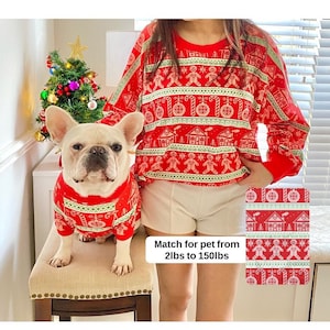 Matching Christmas Ugly Sweater Holiday Greeting Gingerbread Pet Owner Set for Cat Small Big Dog Parent Sweatshirt Family Twinning Outfit