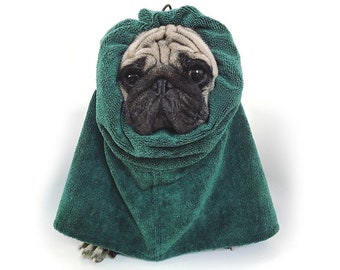 Microfiber Bath Towel Bathrobe Home Dress for Pets Dog Cats Shower Blanket Wrap with Elastic Closure