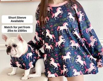 Matching Pet Owner Set Pets Cat Dog Parent Magical Unicorn Tshirt Family Match Twinning Tee Long Sleeve Shirts