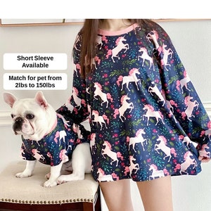 Matching Pet Owner Set Pets Cat Dog Parent Magical Unicorn Tshirt Family Match Twinning Tee Long Sleeve Shirts