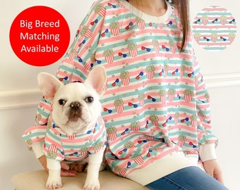 Matching Pet Owner Set for Pets Cat Small Big Dog Parent Popcorn and Chill Movie Sweatshirt Sweater Hoodie Mom Dad Twinning Outfit