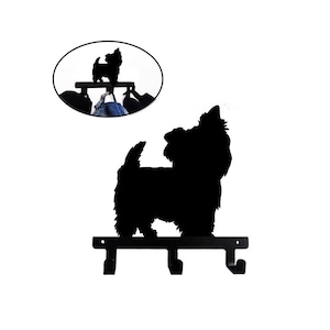 Yorkshire Terrier Yorkie Portrait Shape Wall Mount Metal Coated Hook for Towel Leash Keys Bathroom Clothes Towel Kitchen Mudroom Bedroom