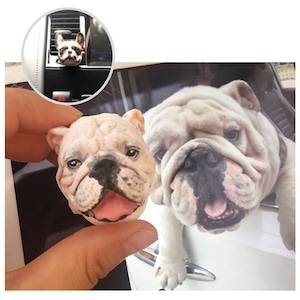 French Bulldog Frenchie English Bulldog Cat Personalized Customized 3D Realistic Face Sculpture Portrait AC Vent Clip Ornament Display