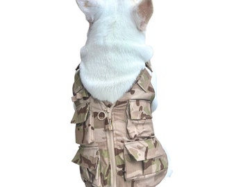 Camo Tactical Dog Cat Pet Vest with Leash Hook, Army Camouflage Soldier Combat Vest Hardness Halloween Cosplay Dress Up