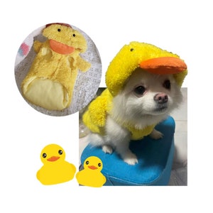 Yellow Duck Duckling Pet Costume, Duck Sweater Hoodie, Halloween Winter Costume, For Small Medium and Big Dog