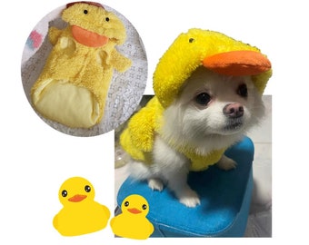 Yellow Duck Duckling Pet Costume, Duck Sweater Hoodie, Halloween Winter Costume, For Small Medium and Big Dog