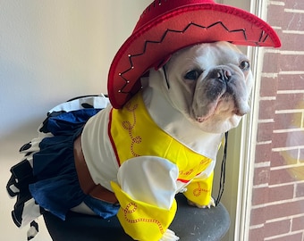 Cowgirl-Kostüm für Haustiere mit Hut, Western-Halloween-Outfit für Katzen, kleine, mittlere und große Hunde, Rodeo-Kleid, Cowboy-Party-Bekleidung