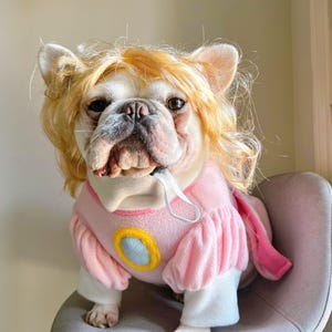 Pink Princess Dress for Dog Cat Pet, Halloween Costume Mascot Princess Peach Dress Up Cosplay