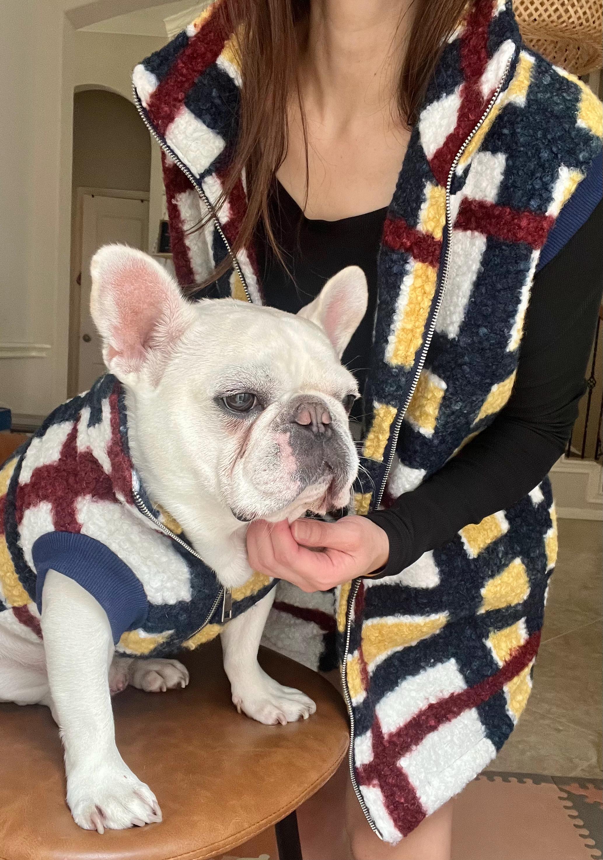 Matching Plaid Fleece Vest for Dog Cat Pet and Owner, Cozy Color