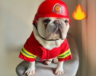 Firefighter Reflective High Visibility Fire Chief Role Play Costume for Dog Cat Pet,Halloween Fireman Coat with Leash Hook