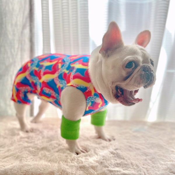 Disfraz de Halloween para perro y gato, traje de baño de una pieza de neón Malibu, traje de gimnasia, leotardo rosa de ejercicio de los años 80