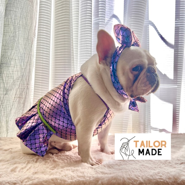 Halloween Pet Dog Cat Costume, Iridescence Mermaid Costume, Mermaid Fish Scale Cosplay, Ocean Sea Creature Beach Theme Skirt