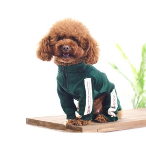 Dog Apparel Velvet Sport Jumpsuit Overall  Shirt Clothes Outfit Overalls Classic Pet Cat Puppy Sporty Clothes Green Romper