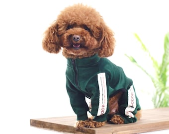 Dog Apparel Velvet Sport Jumpsuit Overall Shirt Clothes Outfit Overalls  Classic Pet Cat Puppy Sporty Clothes Green Romper