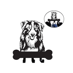 Australian Shepherd Wall Hook for Leash Keys Clothes, Metal Wall Art